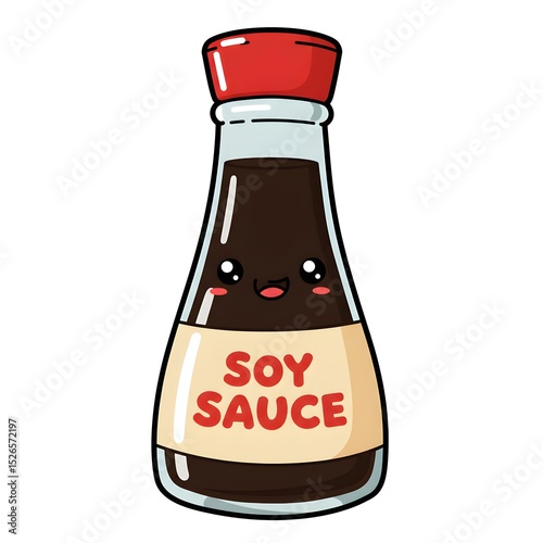 Adorable soy sauce bottle with a smiling face, perfect for adding a cute touch to your culinary projects.