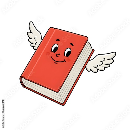 A cheerful cartoon book with wings, symbolizing the power of knowledge to take you to new heights.