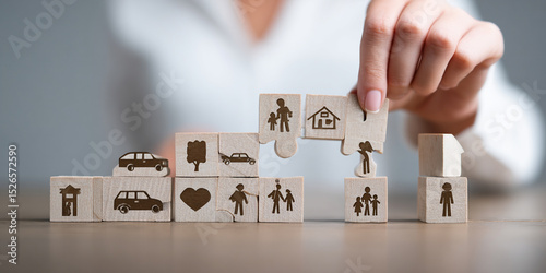 Conectando el Futuro: Manos Profesionales Uniendo Puzzle de Casa y Coche generativa IA