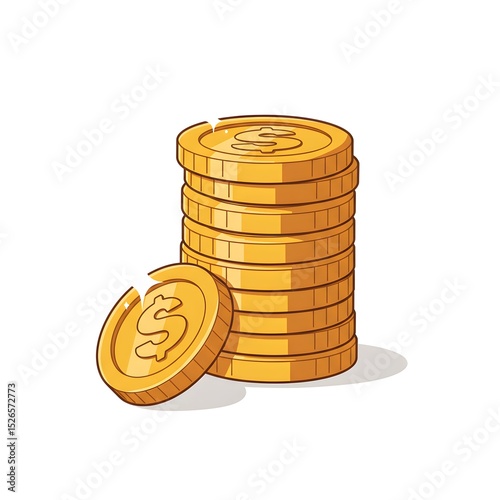 Stack of gold coins. A pile of shiny golden currency represents wealth, savings, and financial success.