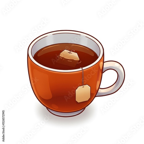 A charming, cozy image of a mug filled with hot tea, featuring a teabag steeping in the warm beverage.