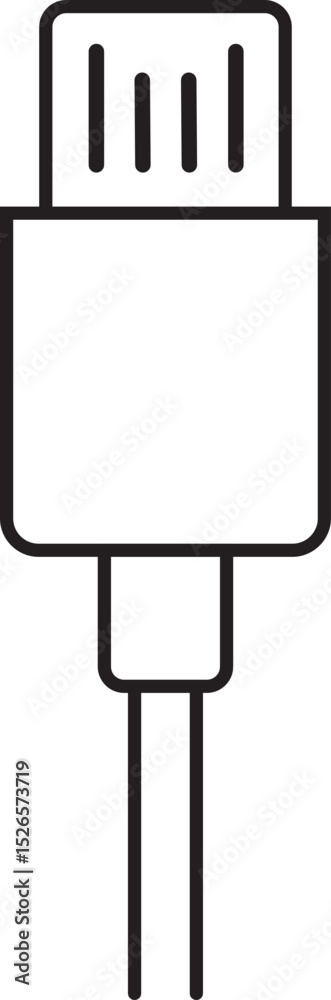 Fototapeta premium USB cable connector icon. USB type lightning and micro usb phone charger vector isolated transparent background. Plug adapter symbol. Electronic device connector. Smartphone charger sign.