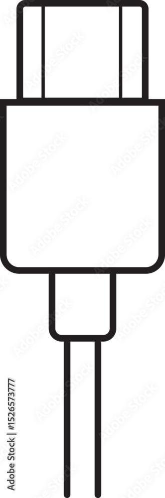 Naklejka premium USB cable connector icon. USB type lightning and micro usb phone charger vector isolated transparent background. Plug adapter symbol. Electronic device connector. Smartphone charger sign.