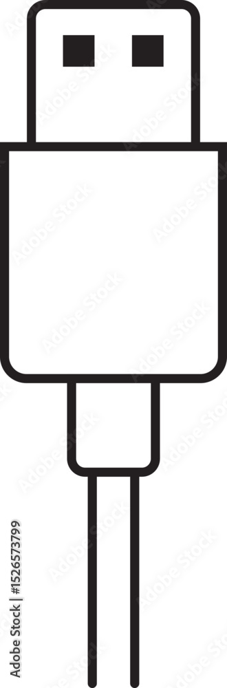 Fototapeta premium USB cable connector icon. USB type lightning and micro usb phone charger vector isolated transparent background. Plug adapter symbol. Electronic device connector. Smartphone charger sign.