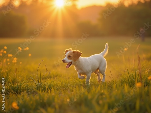 Jack Russel terrier sprinting through grass, embodying pure summer joy