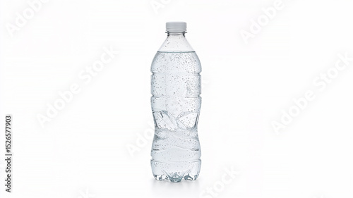 Sparkling water bottle on white background refreshing beverage
