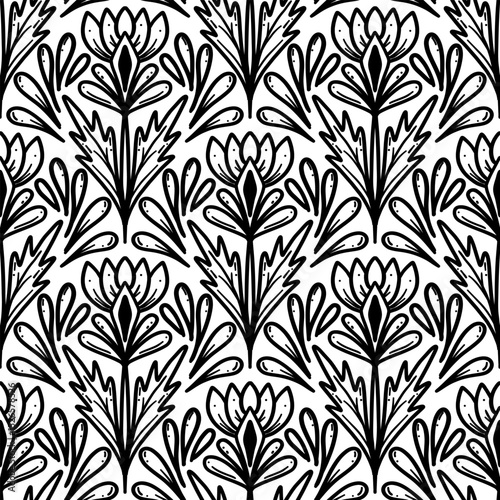 250614 black and white line scribble seamless background, seamless floral scribble pattern background, motifs floral hand drawn, scribble style, scallop pattern, design for seamless floral pattern, 