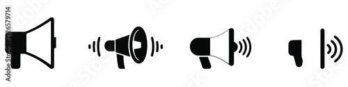 MegaPhone Icons: Announcement, Broadcast, Communication, Public Address System Symbols
