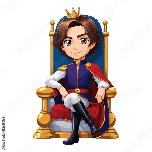 Fantasy Prince Character with Cape in Chibi Style

