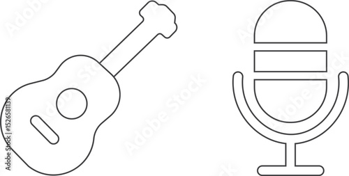 Creative line icon set representing music, audio tools, and sound control symbols. Perfect for media apps, podcast platforms, music production, and entertainment projects.