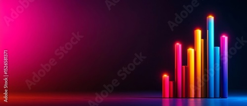 Wallpaper Mural A vibrant, abstract representation of colorful vertical bars against a dark background, symbolizing growth or data visualization. Torontodigital.ca