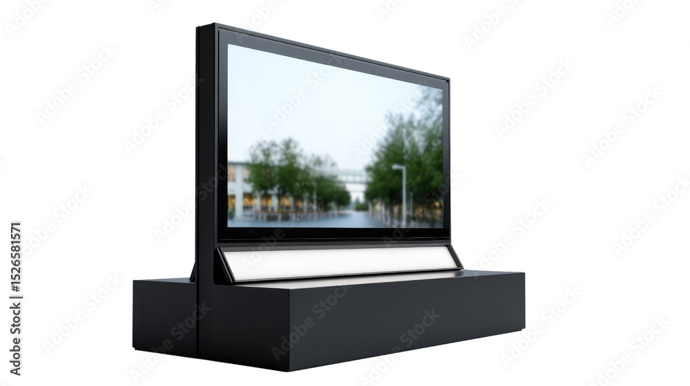 Fototapeta premium Modern Display: A sleek and contemporary display showcases an exterior street scene, embodying innovation and visual clarity.