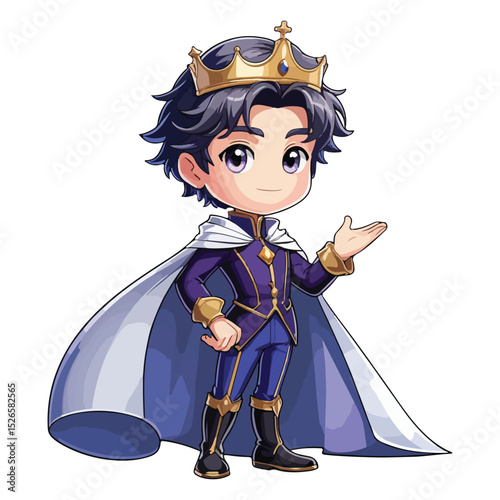 Icon Set of Chibi Prince Character for Designers