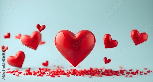 valentine card with red hearts