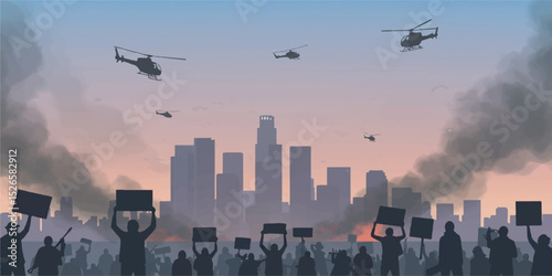 Civil Unrest in Los Angeles – Conceptual Vector Illustration