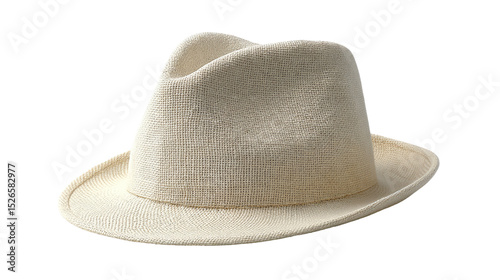 Classic Cream Fedora: A close-up shot of a vintage, cream-colored fedora hat, exuding timeless fashion, sartorial elegance, and iconic style.