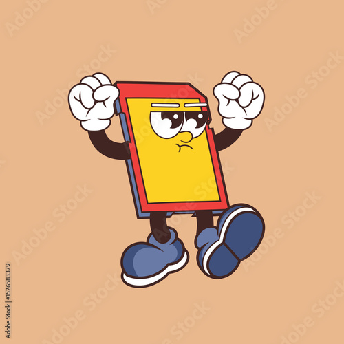 Retro character design of angry memory card