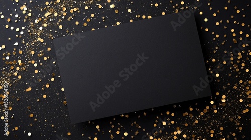 Stylish New Year’s Eve invitation template featuring luxurious black background and shimmering sparkles for festive events