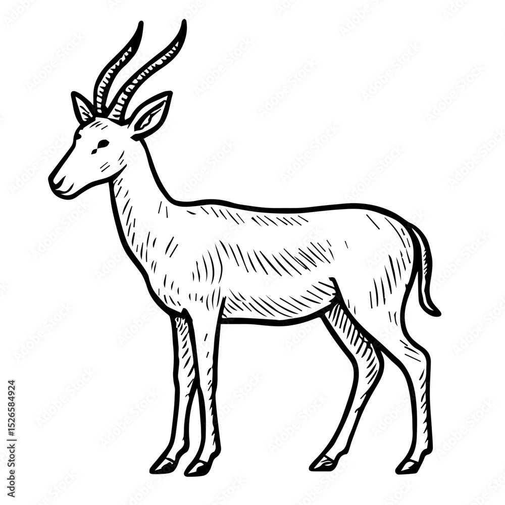 Fototapeta premium antelope vector realistic line icon on white background Vector line icon animal, wildlife