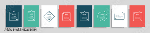 Quote frames blank templates set. Text in brackets, citation empty speech bubbles, quote bubbles. Textbox isolated on color background. Vector illustration