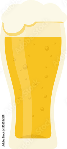 tall beer glass with foam flat cartoon illustration