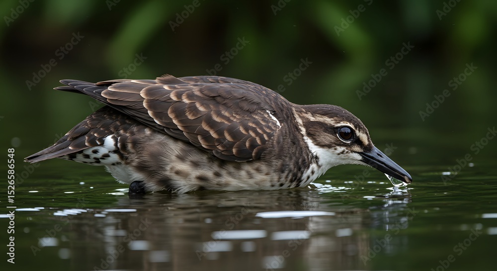 Fototapeta premium Shorebird Drinks Water in Pond