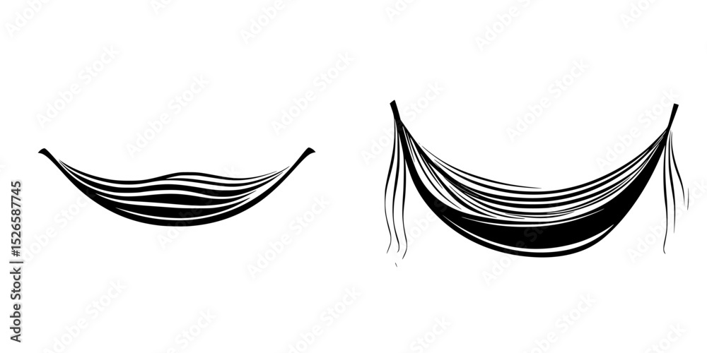 Fototapeta premium Detailed icon set showcasing two distinct hammock designs suitable for various creative projects