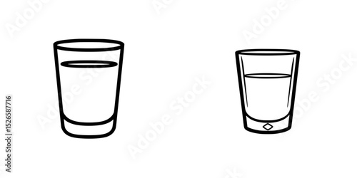 Collection of simple drink glass icons featuring a tall glass and a short glass against a white background