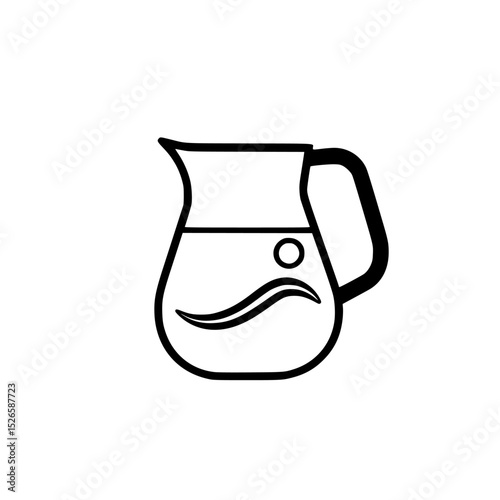 Icon set featuring a simple and elegant water pitcher design in minimalist style