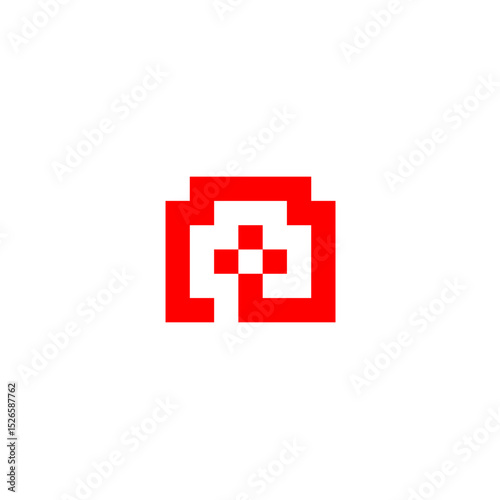 Pixel Art Red Cross Symbol – Minimalist Digital Icon Design