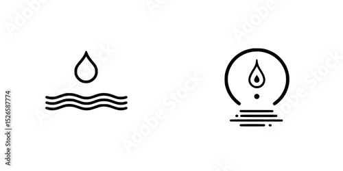 Icon set showcasing water droplet and wave design elements for various applications and interfaces