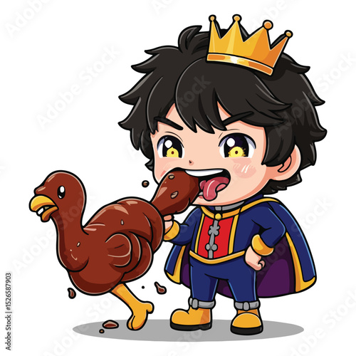Charming Fantasy Prince Character in Chibi Style