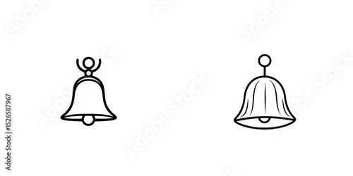 Icon set featuring two distinct bell designs in minimalist style for use in digital applications and interface enhancements
