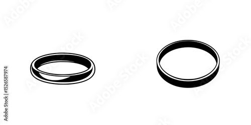 Minimalist icon set featuring two distinct ring designs for various applications and projects