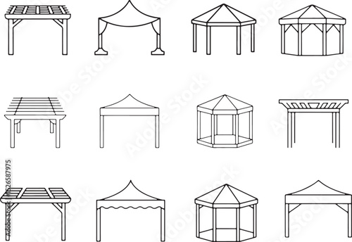 Pgazebo and canopy icons for outdoor spacesgazebo and canopy icons for outdoor spaces