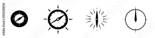 Icon set featuring various compass designs ideal for navigation and adventure themes