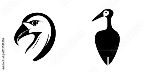 Icon set featuring stylized bird designs showcasing unique artistic elements and shapes
