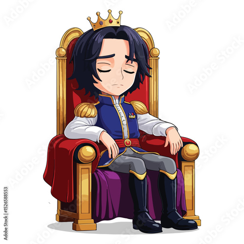 Prince in Chibi Style with Crown and Cape Icons
