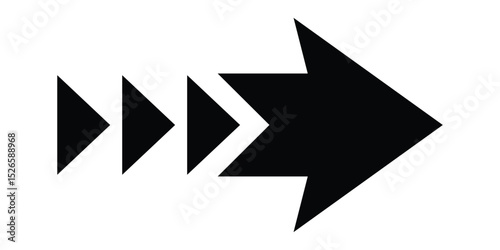 Straight pointed arrow icon. Black arrow pointing to the right. Black direction pointed. Vector illustration