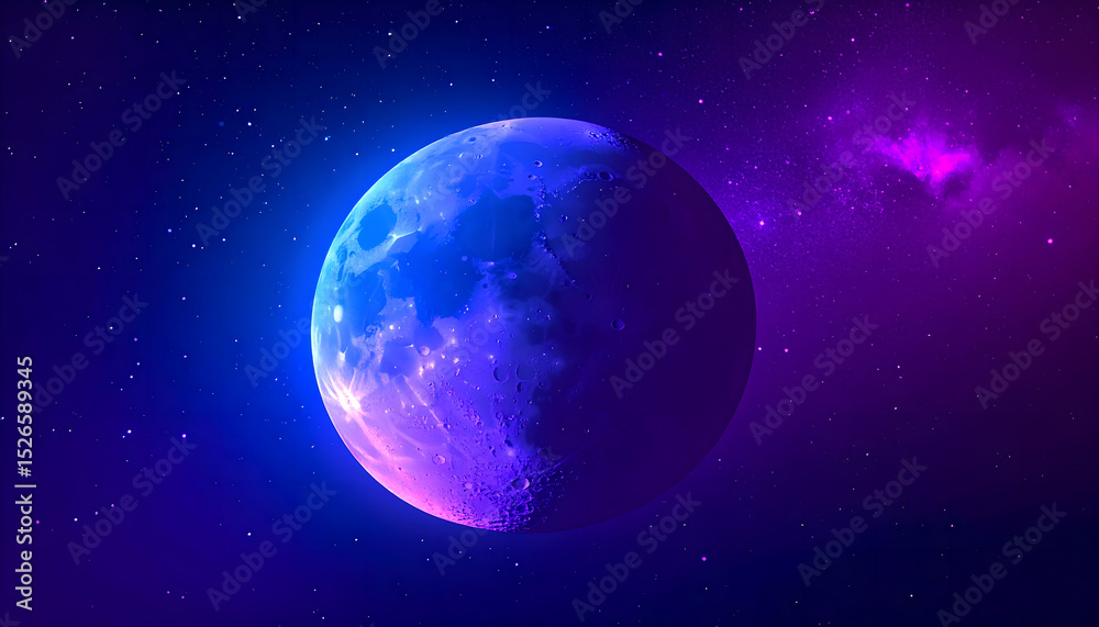 Obraz premium Fantasy Moon in Deep Space: Abstract Celestial Body and Nebula