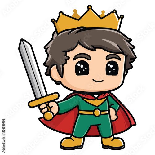 Cute Prince Character Icon Set in Fantasy Style