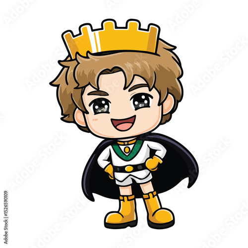 Icon Pack of Chibi Prince Characters with Crown