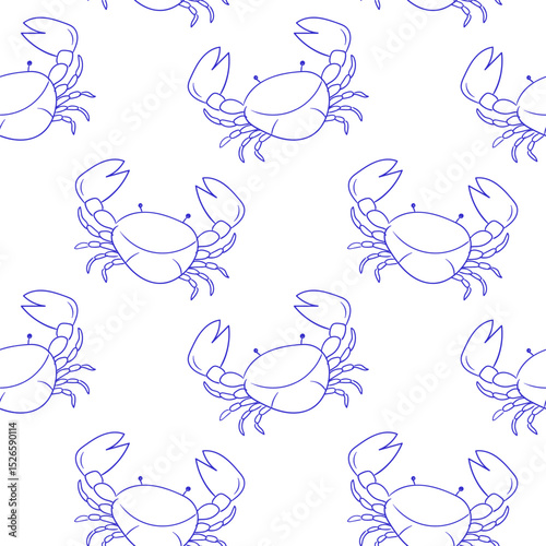 Creative illustration of crabs in a repeating pattern on a white background for design purposes