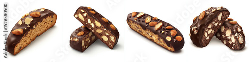Delicious chocolate dipped biscotti with almond pieces, perfect for coffee lovers and delightful treat for any occasion