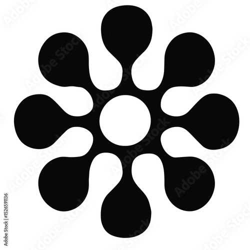 Cute cartoon hand drawn vector retro flower silhouette.