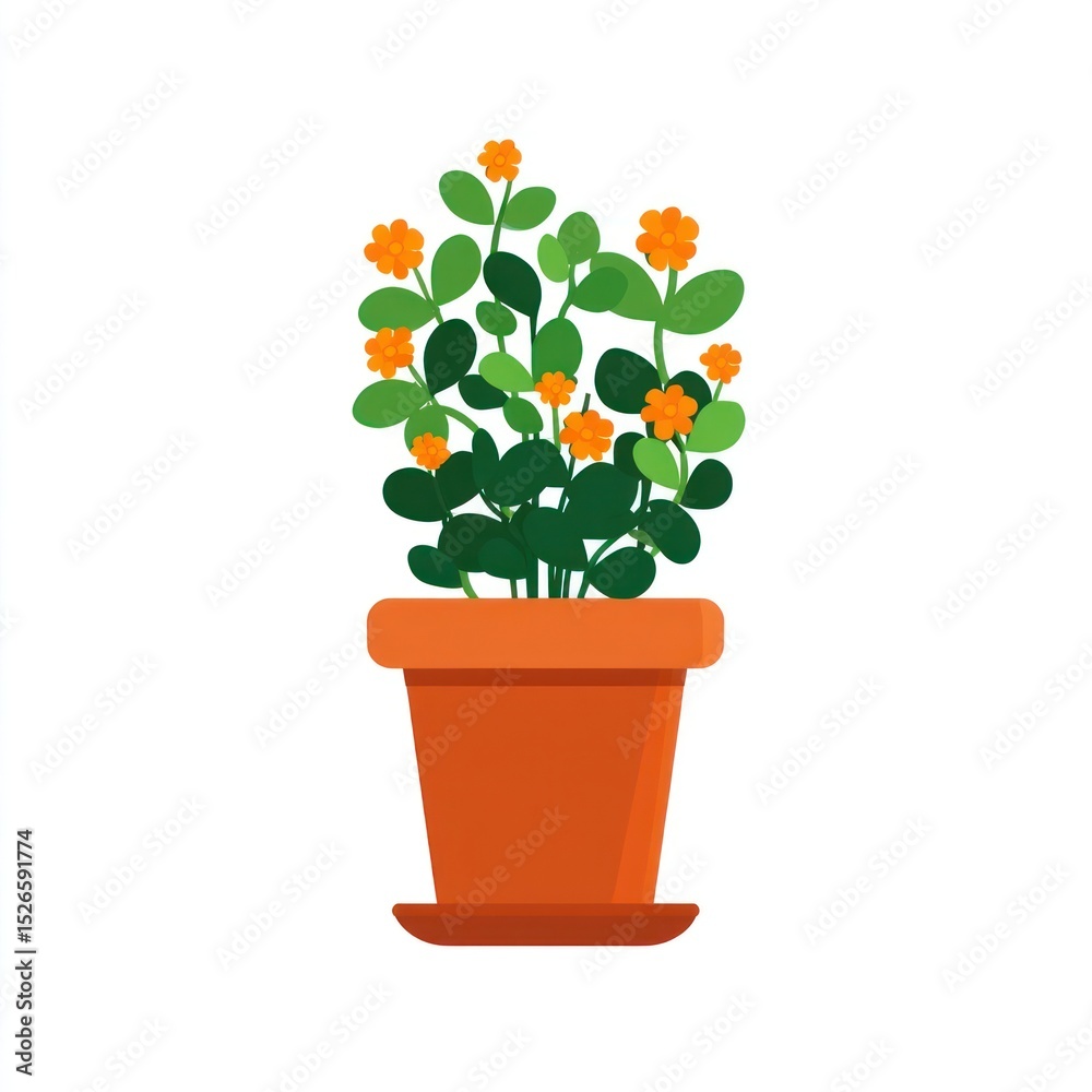 Obraz premium House flower flowers pot illustration.