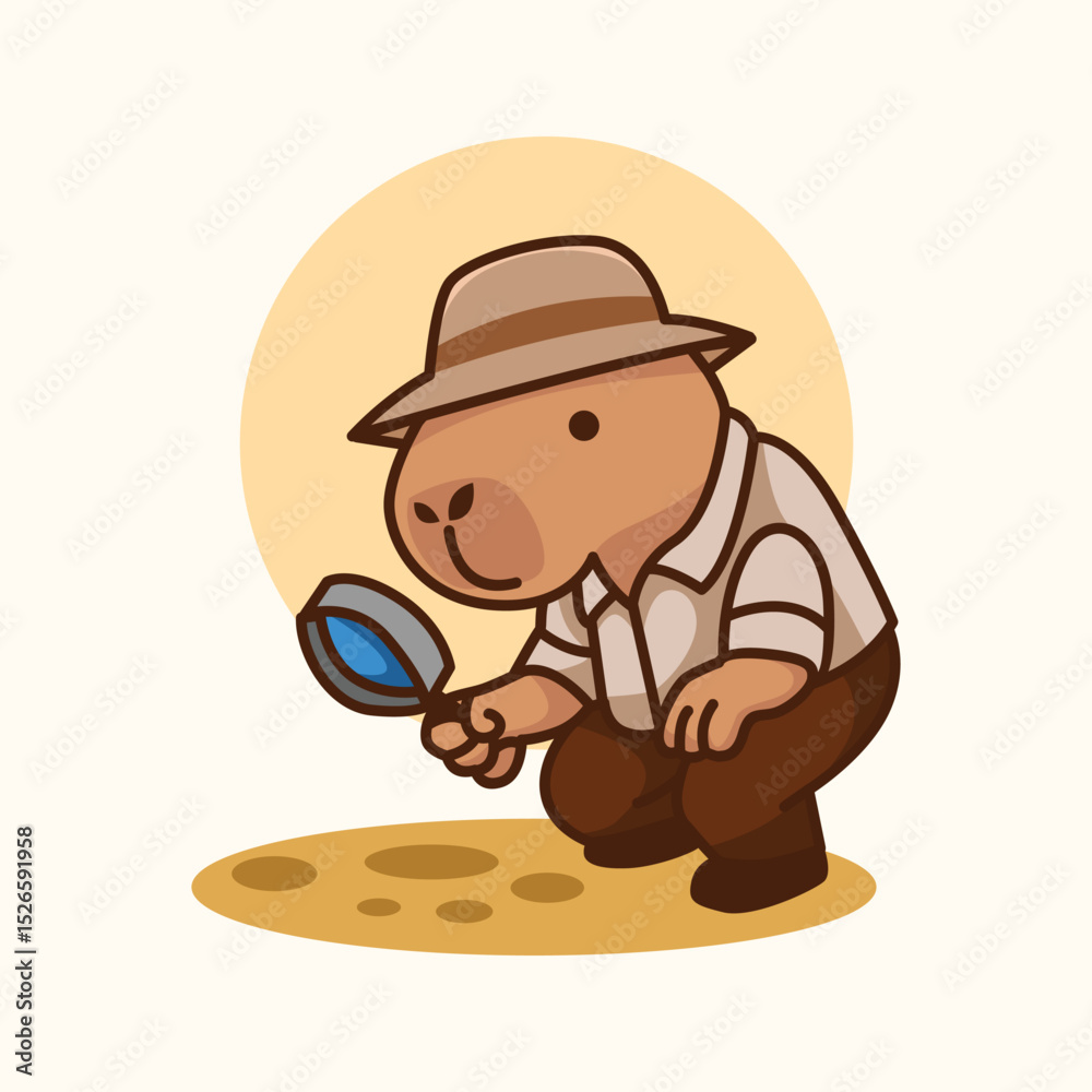 Fototapeta premium Capybara Cute Adventure Illustration Set