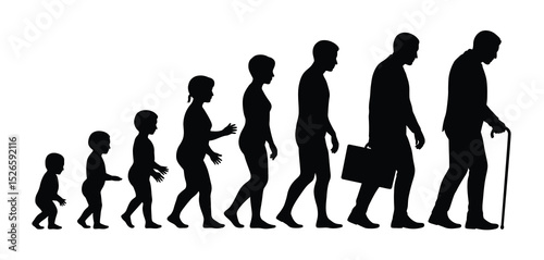 Stages of Human Life Cycle Silhouette Illustration