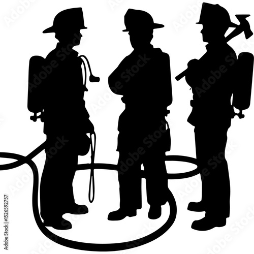 silhouette of a fireman, vector draw