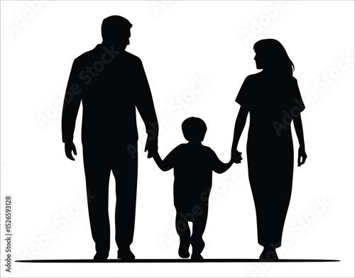 Unity in Motion – Family Silhouette Vector Art